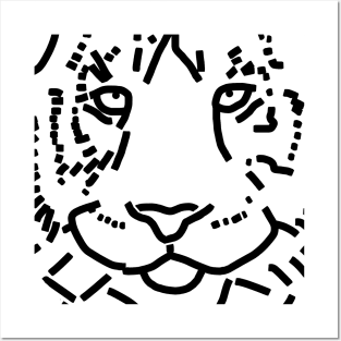 Black Line Minimal Tiger Face Posters and Art